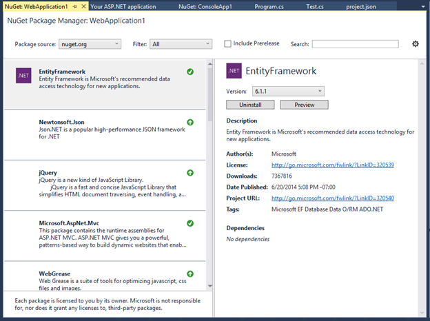 Announcing ASP.NET features in Visual Studio 2015 Preview and VS2013 Update 4
