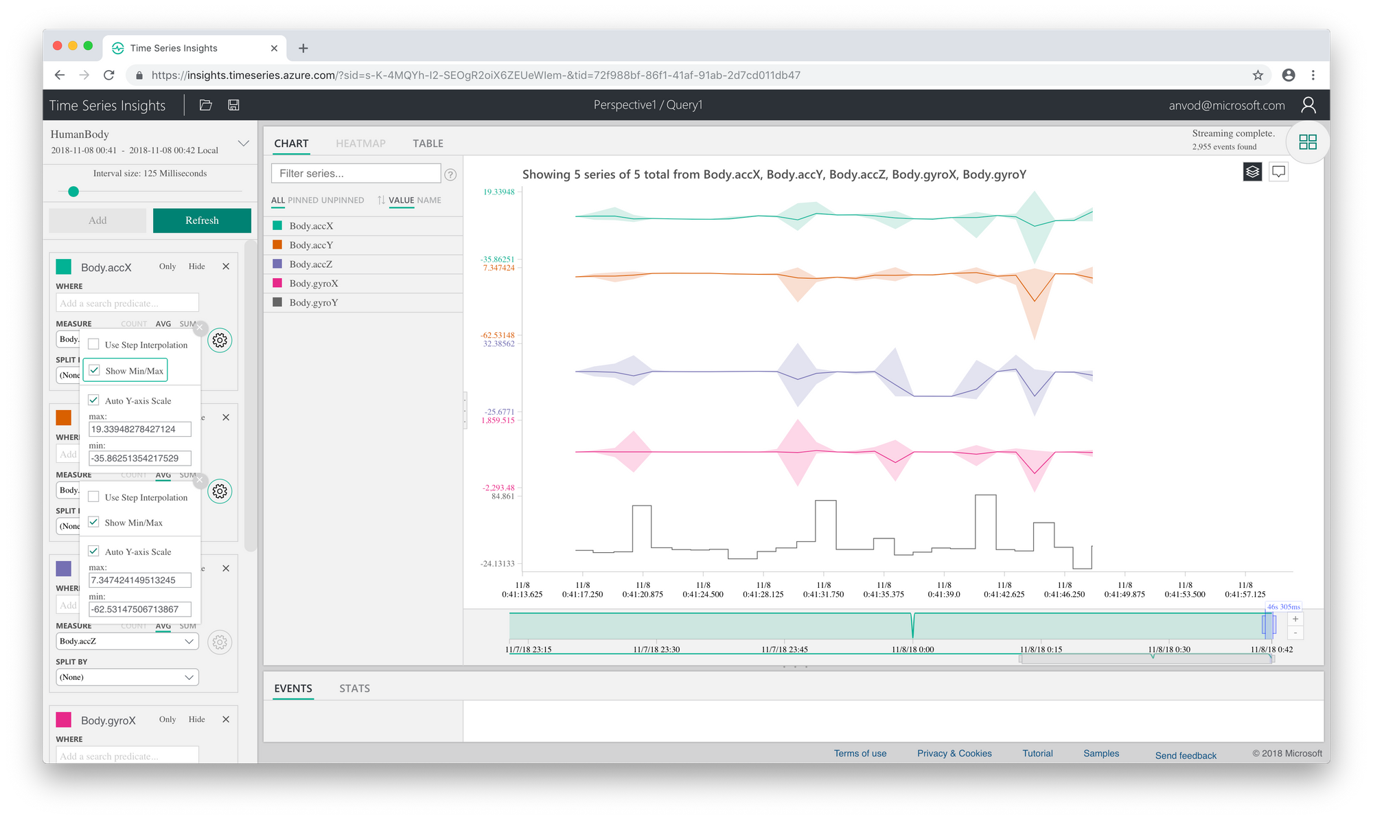 Capturing movement data from sensors and analysing it in Azure